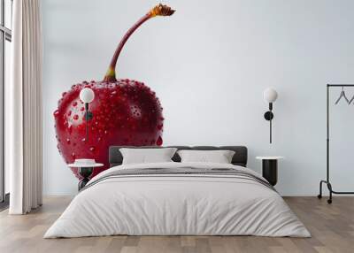 A fresh cherry isolated on white Wall mural