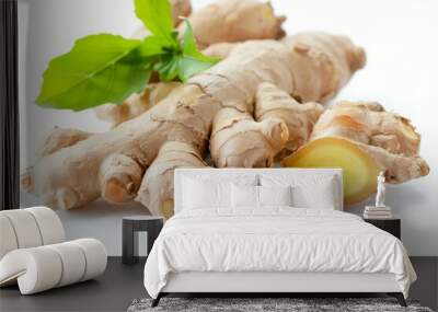 A fresh Ginger and Ginger Power isolated on white Wall mural