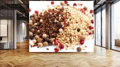 A fresh Szechuan peppercorn and Szechuan peppercorn Power isolated on white Wall mural