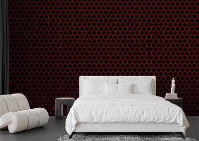 Abstract background of red hexagons Wall mural