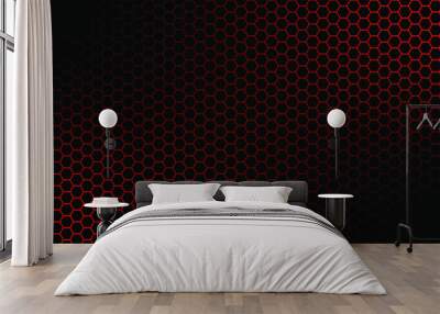 abstract hexagon dark red background Wall mural