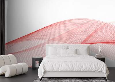 White abstract background and red line wave  Wall mural