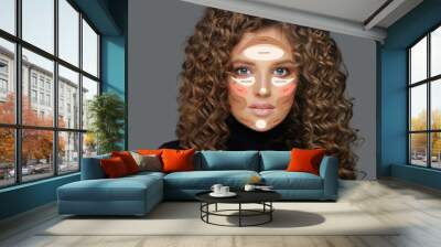 Contouring.Make up woman face. Contour and highlight makeup Wall mural