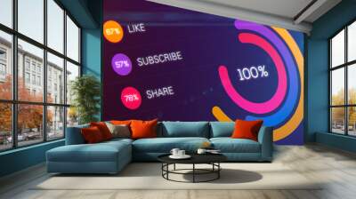 Circular infographic. Colorful infographic pertaining to social media Wall mural