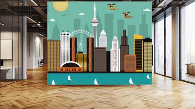 Modern city life.  Wall mural