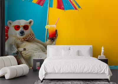 Polar Bear Relaxing on Vacation Wall mural