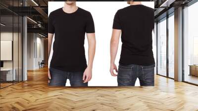 T-shirt template. Front and back view. Mock up isolated on white background. Wall mural