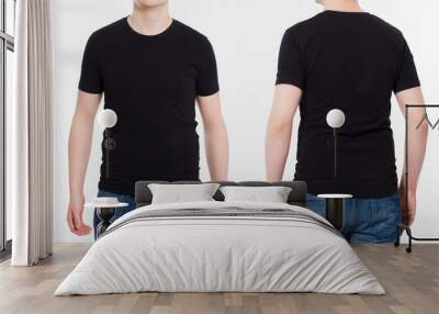 T-shirt template. Shirts set. Front and back view. Mock up isolated on white background. Blank summer shirt. Wall mural