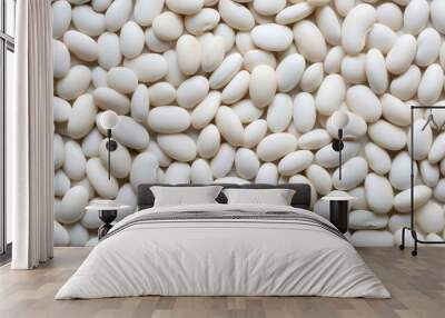 background of beans. flat lay photography of white soy beans Wall mural