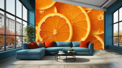 colorful background of fruits. flat lay photography of orange slices Wall mural