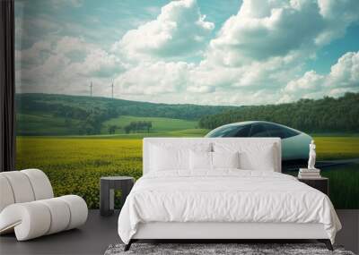 futuristic vehicle powered by renewable energy Wall mural