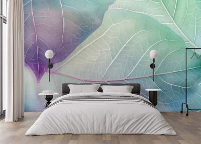 Transparent Leaves Texture in Pastel Colors Wall mural