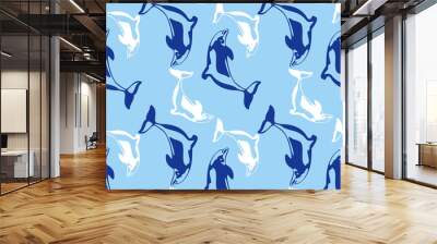 Seamless pattern with dolphins Wall mural