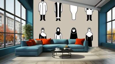 Traditional muslim people icon set Wall mural