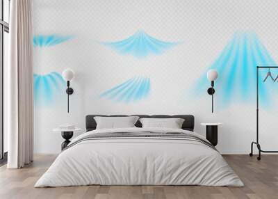 Air flow set of vector elements on a white background. Abstract light effect blowing from an air conditioner, purifier or humidifier. Dynamic blurred flow motion Wall mural