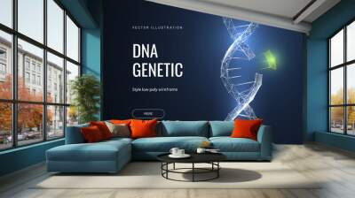 Dna disease concept. Blue structure style illustration. Vector Wall mural