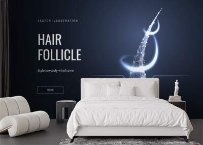 Hair follicle treatment low poly landing page template Wall mural