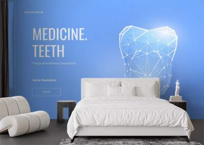 Healthy tooth low poly landing page template Wall mural