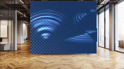 Sensor waves signal or scanner laser in futuristic light style on transparent background. Sensor elements set for HUD design. Vector illustration Wall mural