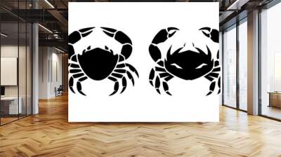 black and white silhouettes of crabs Wall mural