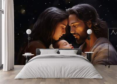 Mary And Joseph With Jesus | Jesus Birth | Christmas | Christmas Day Wall mural