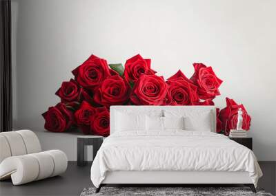 Side view of a fresh red bouquet of roses isolated on a white background. Bunch of flowers. Wall mural