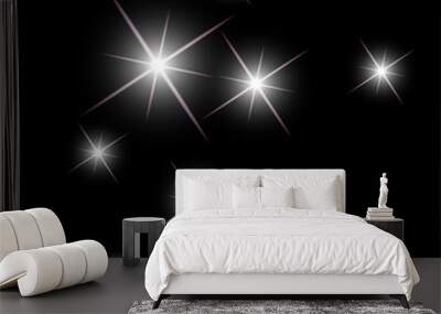 Background with sparkling stars glittering on a dark sky in the night. Vector illustration. Wall mural