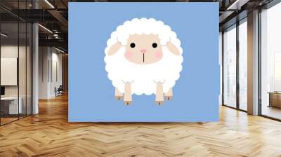 Cute cartoon sheep character. Vector illustration. Wall mural