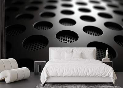  A black surface with a grid of evenly spaced circular holes Wall mural