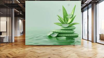 Aloe vera plant in water. Beauty concept Wall mural