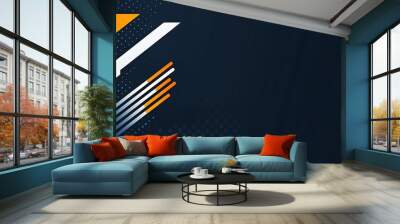 Sleek vector template with modern orange wave lines on a blue background. Wall mural