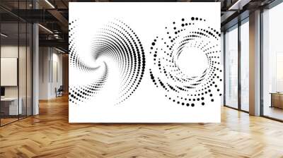 Halftone logo set. Circular dotted logo isolated on the white background. Garment fabric design.Halftone circle dots texture. Vector design element for various purposes.	 Wall mural