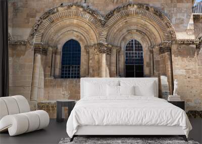 Immovable Ladder on the Church of the Holy Sepulchre. Jerusalem, Israel Wall mural