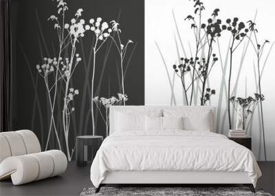 real grass silhouette - vector - two colors Wall mural