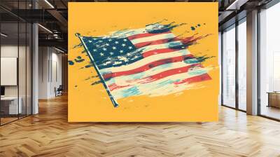 Illustration der amerikanischen Flagge Wall mural