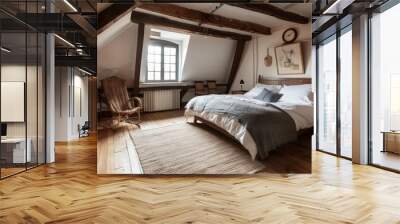 House with an attic converted into a charming guest room Wall mural