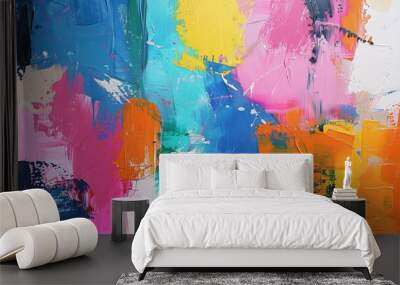 Textured abstract painting with bold brush strokes and vibrant colors Wall mural