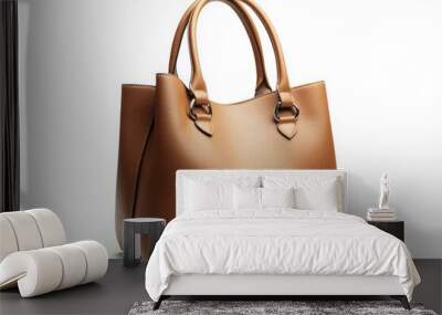 Women's leather handbag on white background, tote style Wall mural