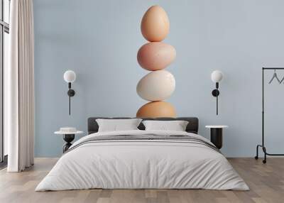 chicken eggs lined form a stack Wall mural