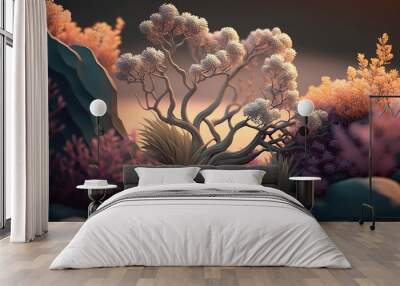 Fractal Fantasy Tropical Coral Plant Wall mural