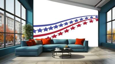 red and blue stars border illustration. stars and stripes concept decoration graphics for us nationa Wall mural