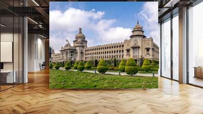 Largest legislative building in India - Vidhan Soudha , Bangalore with nice blue sky background. Wall mural