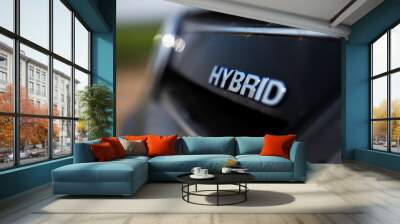 Hybrid, ecologic car symbol. Wall mural