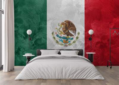 Textured photo of the flag of Mexico. Wall mural