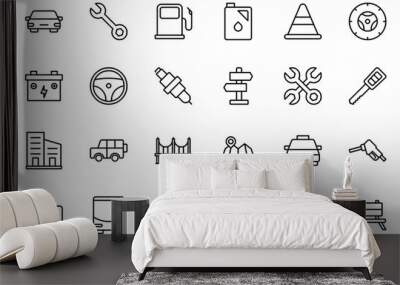 car, city trip and workshop icon symbol vector template collection Wall mural