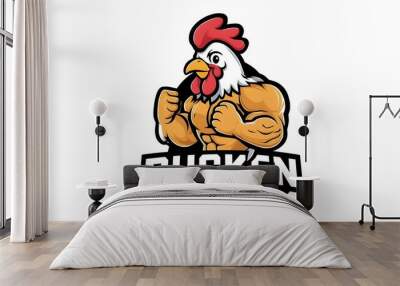 Fighting Rooster Sports Character Vector Illustration Wall mural