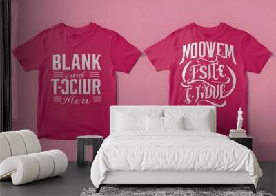 Plain pink T-Shirt Template for Mockup Design Wall mural