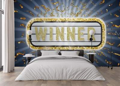 Vintage Winner Logo with Light Burst Background Wall mural