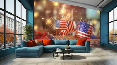 American flag for Memorial Day, 4th of July, Independence Day, Celebration Concept Wall mural