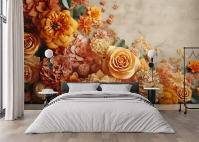 Beautiful floral craft wallpaper. fantasy artwork Wall mural